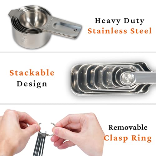 30PCS Measuring Cups and Spoons Set, 7 Nesting Measuring Cups, 18 Measuring Spoons and 5 Mini Spoons, Stainless Steel Kitchen Measuring Set for Dry and Liquid Ingredients, Perfect for Cooking & Baking - size: 30PCS Set