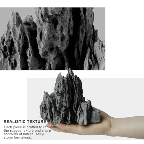 FZONE Aquarium Rocks Aquascaping, Micro Resin Seiryu Rock for Aquascaping - size: 04 Seiryu Stone: 5.11" × 3.54" × 4.92"