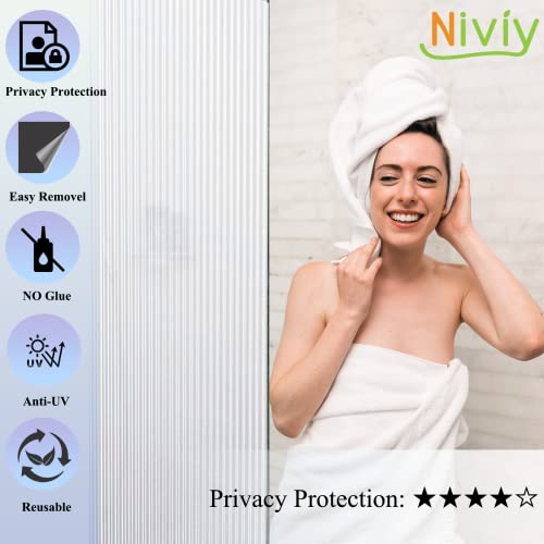 Window Privacy Film Stripe Pattern Non Adhesive Static Cling Frosted Window Film 3D Window Decals Sun Blocker Heat Control Vinyl Stickers for Bedroom Home Office Living Room (White, 11.8 x 78.7 Inch) - color: Narrow Stripe, size: 11.8'' x 78.7''