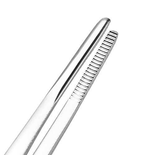 uxcell 2 Pcs 180mm(Approx 7.09") Stainless Steel Straight Blunt Tweezers with Serrated Tip Daily Garden Tool
