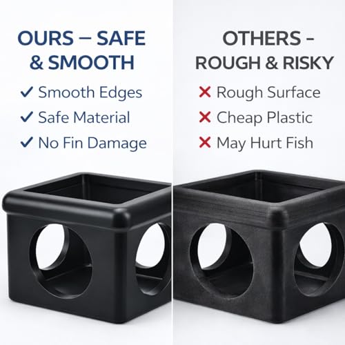 Black Floating Betta Fish Hideout with Round Holes & Window – Floating Cave Hammock, Feeding Platform & Resting Tunnel – Betta Fish Shelter for Nano Tanks, Bowls & Small Aquariums - color: C: Black