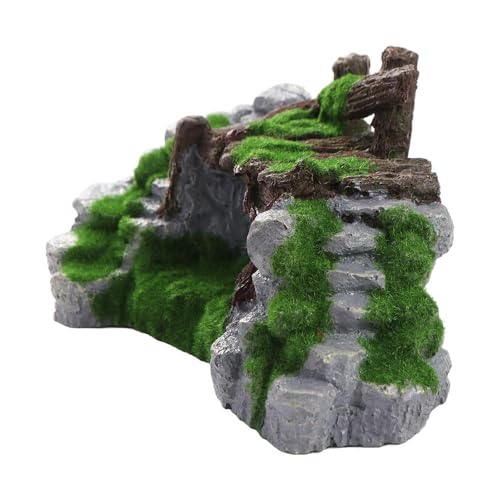 Kopida Fish Tank Ornaments 1PC Aquarium Artificial Resin Rockery Creative Moss Rockery Shape Fish Tank Decoration Landscaping Home Fish Tank Table Bridge Ornament