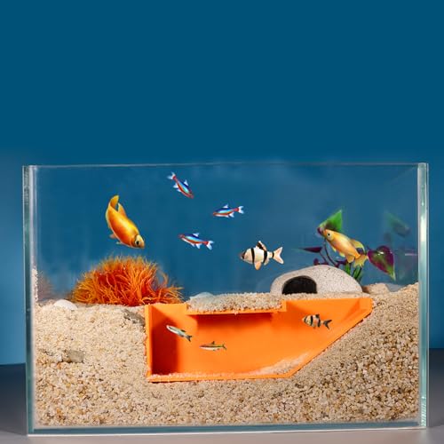 Orange Aquarium Underwater Fish Tunnel Cave, Modern Resin Fish Hide, 2.5 Inches, Style 7 - color: Orange, style: Style 7
