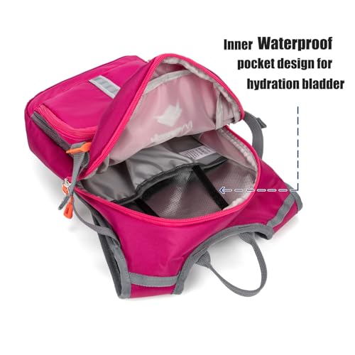 Ivygreen Kids Hydration Backpack, Hiking Backpack for Boys or Girls with 1.5L Water Bladder - color: Rose Red, size: Medium