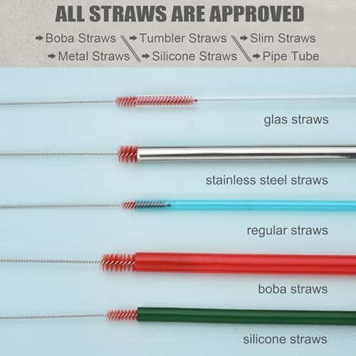 ALINK 8-Pack Red Bottle Brush Cleaner Set - Long Cleaning Brush for Narrow Neck Wine/Beer Bottles, Thermos, Hummingbird Feeder, Spout, Lids and Straws