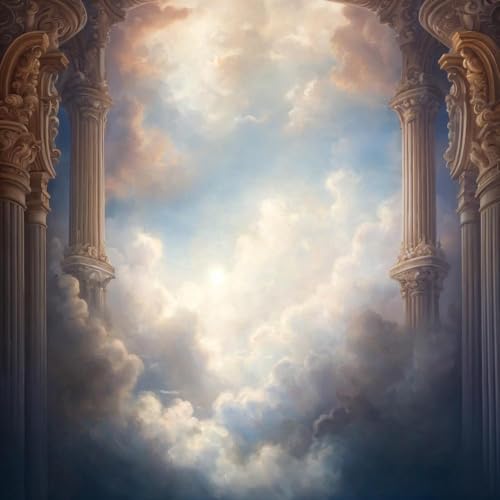 Kate 10×10ft (3×3m) European Medieval Castle Photo Backdrop Fantasy Sky White Clouds Stone Columns Interior Photography Background for Photo Studio Photographer Props