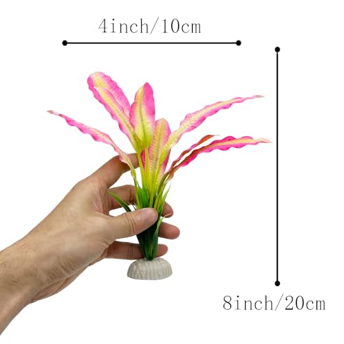 2pcs Set Green Artificial Plant Fish Tank Decor Aquarium Decorations Betta Leaf pad Hammock 8inch Silk/Plastic Plant Goldfish Fish Bowl Small Tank Plants (Purple/Pink-2pcs-Set) - color: Purple/Pink-2pcs-set