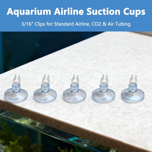 50Pcs Aquarium Suction Cups with Clips Airline Hose Holders for Tubing Small Clear Cup Clamps for Fish Tank Air Line Mini Heater Tube Holder Clamp Clips for Aquarium Air Accessories 3/16