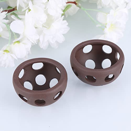 balacoo 4pcs Ceramic Cave Decor Shrimp for Hemisphere Underwater Decoration Breeding Aquarium Nest Tank Spots Fish Decorations Habitat House Porous Hiding Ornament Shelter