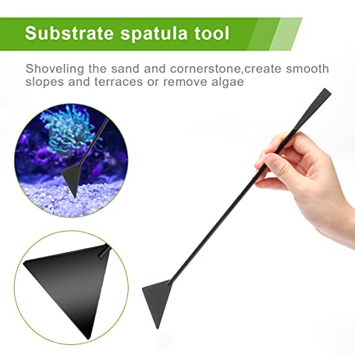 Catcan Quarium Aquascape Tools Kits, 4 in 1 Anti-Rust Aquatic Plant Aquascaping Tool Stainless Steel Black Tweezers Scissors Spatula for Aquarium Tank Clean Fish Tank Aquascape Tools Sets (black) - color: Black