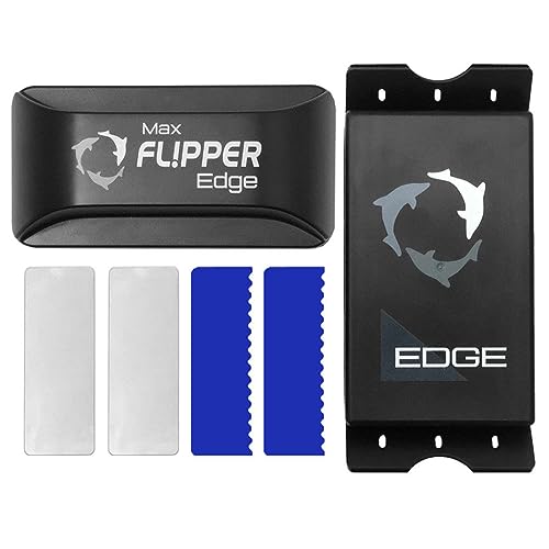 Flipper Edge 2-in-1 Scrubber Scraper Floating Magnetic Fish Tank Aquarium Cleaner with Dual Blades - Efficient Glass & Acrylic Aquarium Cleaning Tools (Standard) - color: Black, style: Standard - For Tanks 3/8 Inch - 1/2 Inch (12mm) Thickness