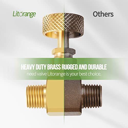 Litorange 2 Pack Heavy Duty Brass Replacement Control Needle Valve 1/4" Male NPT X 1/4" Female NPT Connection - size: 2PCS 1/4 Female x Male