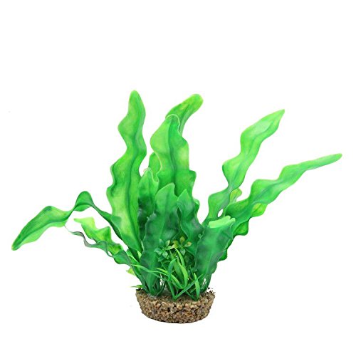 CNZ Aquarium Decoration Ornament Artificial Plastic Jave Fern Green 9-inch with Gravel Base