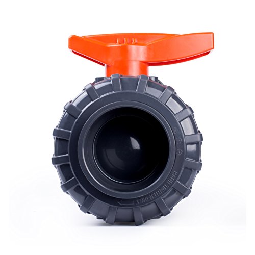 HYDROSEAL Kaplan 4" PVC True Union Ball Valve with Full Port, ASTM F1970, EPDM O-Rings and Reversible PTFE Seats, Rated at 200 PSI @73F, Gray, 4 inch Socket (4") - size: 4 Inch