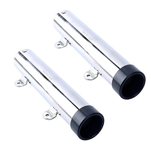 Amarine Made 2Pcs Boat Fishing Rod Holder, Stainless Steel Fishing Pole Holder, Side / Transom Mounted Rod Holders with Weld Brackets, Suitable for Kayak - 7643sh1