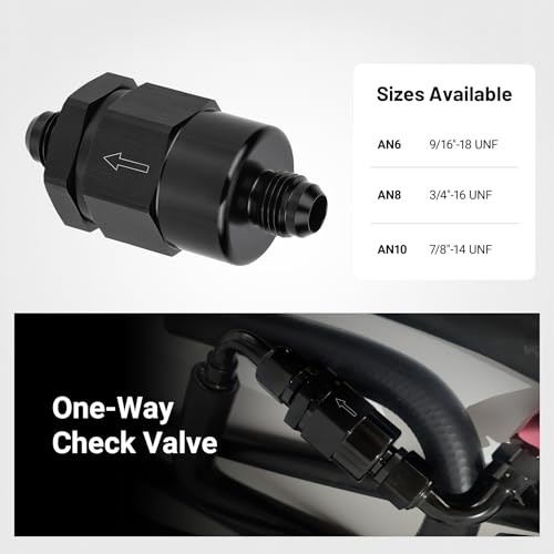 EVIL ENERGY 6AN Male Non Return One Way Check Valve Fitting Aluminum Black - size: 6AN(9/16-18 UNF)