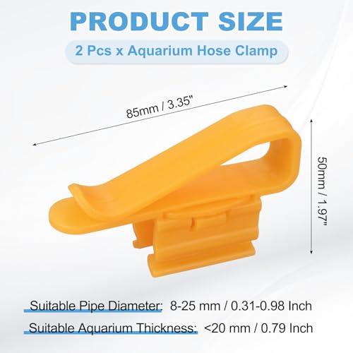 Fish for Tank Mounting Clip, Adjustable Hose Clamp Mounting Clip Water Pipe Hose Holder for 0.3"-1" Dia Tube, (Orange, 2Pcs), Intended for Aquarium Air Pump/Pipe Organizer - color: Orange