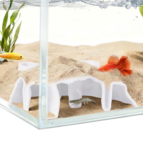 Aquarium Corner Cave, Underground Aquarium Cave Tunnel, Corner Viewing Fish Tank Hideout, Under Gravel Tunnel for Fish and Shrimp (White) - color: White