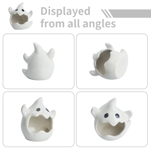 RUIAN Ghost Ceramic Aquarium Hideout, Smooth White Ceramic Decoration for Fish Tank and Small Pets Like Hamsters, 125x75mm, Ideal Gift - color: WHITE