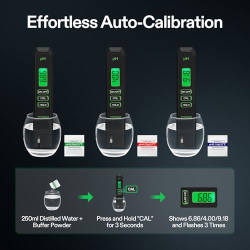 VIVOSUN Digital pH Meter, 0-14 Range with 0.01pH High Accuracy Pen Type pH Tester for Hydroponics, Household Drinking, Pool and Aquarium, Black, UL Certified - color: Black