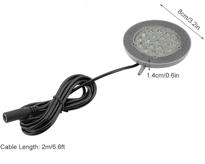 Zerodis Multi Colored LED Aquarium Air Stone Disk Round Bubble Generator Bubble Air Stone Fish Color Changing Submersible Light with 19 LEDs for Fish Decoration