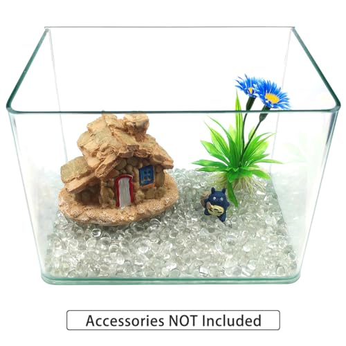 1 Lb (460 g) Clear Sea Glass Stones Irregular Rainbow Glass Pebble Decorative Rock Glaze Quartz Tumbled Gemstone Chips for Aquarium Decoration/Vase Filler/Jewelry Making/Handwork Craft - color: Clear