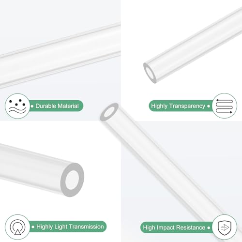 M METERXITY 4-Pack Clear Rigid Acrylic Pipe, 5mm[0.2"] ID x 9mm[0.35"] OD Plastic Round Tube for Water Cooling System/Lamps/Fountains/Aquariums/Display Stand, Acrylic Tubing [305mm/12IN] - size: 5mm ID x 9mm OD