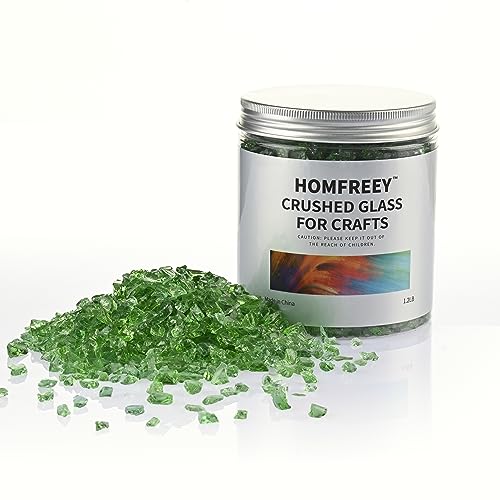 Green Crushed Glass for Crafts, Broken Glass Chips for Resin Art.,Vase Filler,Fish Tank Gravel Stone, Decorative Filler(3-6mm 1.2 Pound) - color: Green