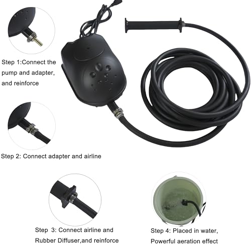 Luckerain Pond Aerator 8000 Gallons Koi Pond Air Pump, Aerators for Outdoor Ponds,Air Pump with Weighted Air Line and Submersible Diffuser Stick - size: 1 Diffuser / Up to 8000 Gallon