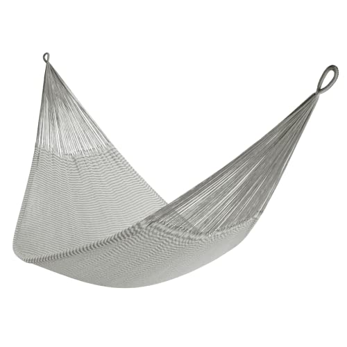 Handwoven Hammock by Yellow Leaf Hammocks - Family Size, Fits 2+ PPL, 550lb max - Weathersafe, Super Strong, Easy to Hang, Ultra Soft, Artisan Made - Color: Stripe Grey - White - color: Wellfleet- Grey and White, size: Fits 1-2+ People (550 lb. Capacity)