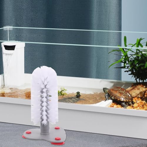 minkissy Turtle Brush with Suction Cup for Aquarium Soft Bristle Scrubber for Turtle Shell Cleaning and Back Scratching Red Suction Pad for Reptile Health
