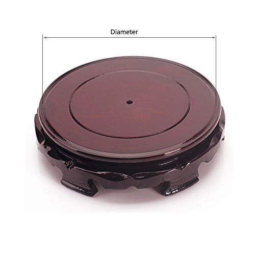 AKOAK Vintage Circular Wooden Vase Aquarium Table Lamp Teapot Base, Rotatable Home Decoration Display Stand (4.7") - size: 4.7"