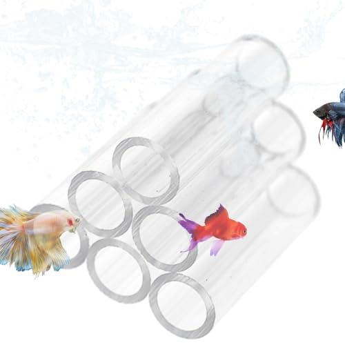 Aquarium Shrimp Cave - Clear Acrylic Breeding Habitat, Crystal Shelter Tube, Secure Aquatic Hideaway | Shrimp Breeding Tube for Small fishss Tank Environment - color: 6 Tubes