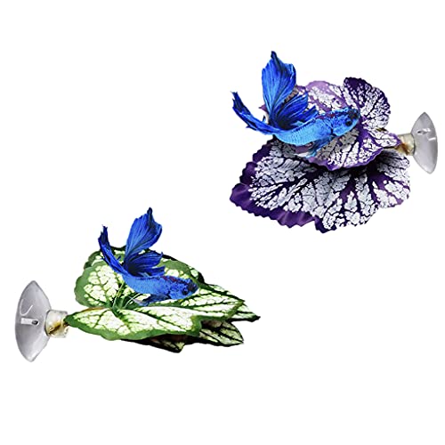 Betta Fish Leaf Pad Hammock Simulating Habitat Resting Fish Rest Bed Decor Betta Fish Leaf Pad with Suction Cup