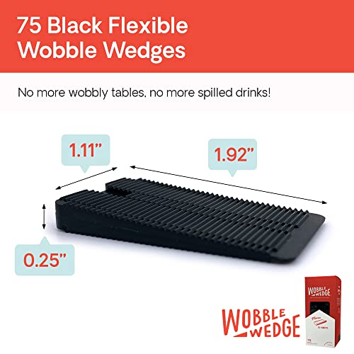 Wobble Wedges Flexible Plastic Shims - Leveling Shims for Home Improvement, Furniture Levelers, Table, and Toilet for Leveling - Made in USA Plastic Wedges Shim for Appliances (Black, 75-Pack) - size: 75