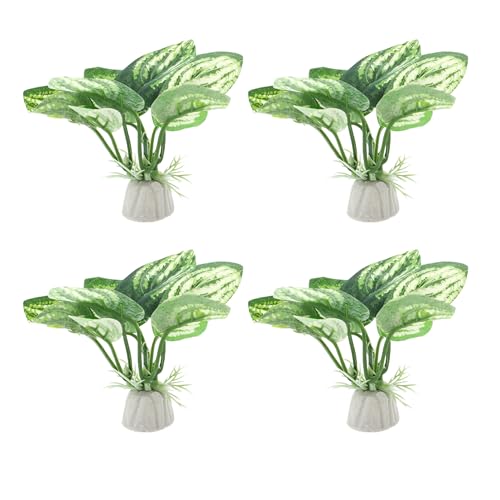 4pcs Green Silk Aquarium Plants, Realistic Artificial Plants for Betta Fish Tank, 7cm x 3.2cm 2.2cm, Plastic, Spiky, Natural/Realistic, Aquarium Plant