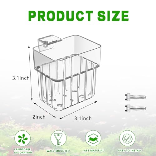 2PCS Aquarium Plant Holder with Hooks Top Clear Acrylic Fish Tank Plant Holder Cup Pots for Fish Tank Aquaponic Plant and Aquascape Decorations - color: White