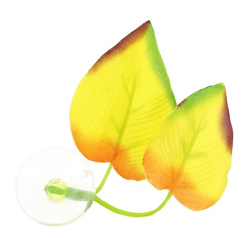 Toddmomy Betta Fish Resting Leaf Hammock Oviposition Pad for Fish Tanks Easy to Install Cup Double Leaf Design