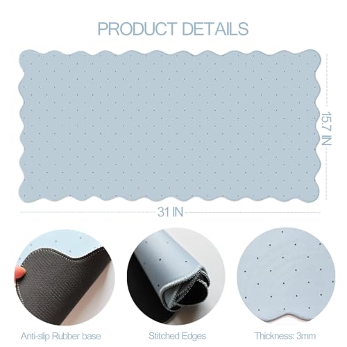 Cute Blue Scalloped Desk Mat with Polka Dot Large Mouse Pad Computer Mat Aesthetic Keyboard Mat for Desktop Laptop Protector for Office & Home - color: A6- Blue
