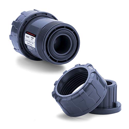 Sharkfellow 1/2’’ PVC True Union Ball Check Valve with Full Port, ASTM F1970, with EPDM Seals, Corrosion-Free, Service Free, Rated at 200 PSI @73F, Gray, 1/2 inch Socket (1/2'')