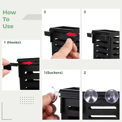8 Pack Aquarium Plant Holder with Hooks and Suction Cups, Hanging Rimmed Tank Plant Pot Aquarium Planter Cups, Aquatic Planter Cups for Fish Tank Aquaponic Aquascape Decoration