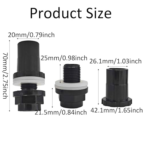 3PCS 20mm/0.79" PVC Aquarium Water Pipe Connector, Straight Tube Joint for Fish Tank Filter Systems, Universal Hose Fitting Accessories for Aquarium Plumbing - size: 20mm/0.79"