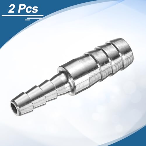 uxcell 3/8" to 1/4" Hose Barb Reducer Pipe Fitting 304 Stainless Steel Adapter Fluid Exchanger Connector for Water Oil Fuel Gas Pipe Connections 2pcs - size: 3/8" to 1/4"