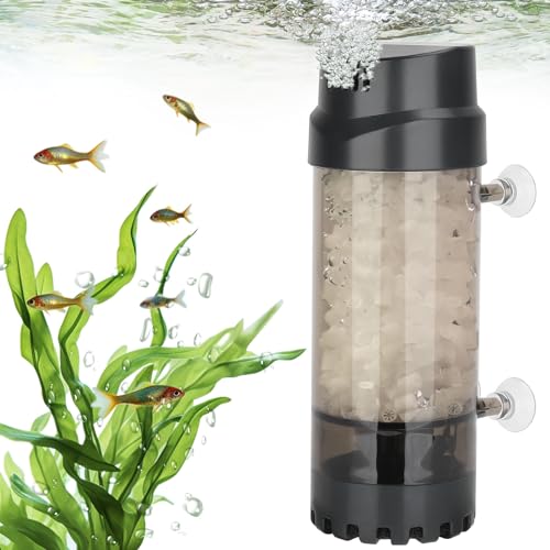 AQQA Fluidized Moving Bed Filter with Sponge, Submersible Aquarium Bio Filter with Air Stone for Shrimp & Breeding Tanks, Ultra Quiet Internal Filter for Freshwater and Saltwater (L 15-55 Gallon) - size: L 15-55 gallon