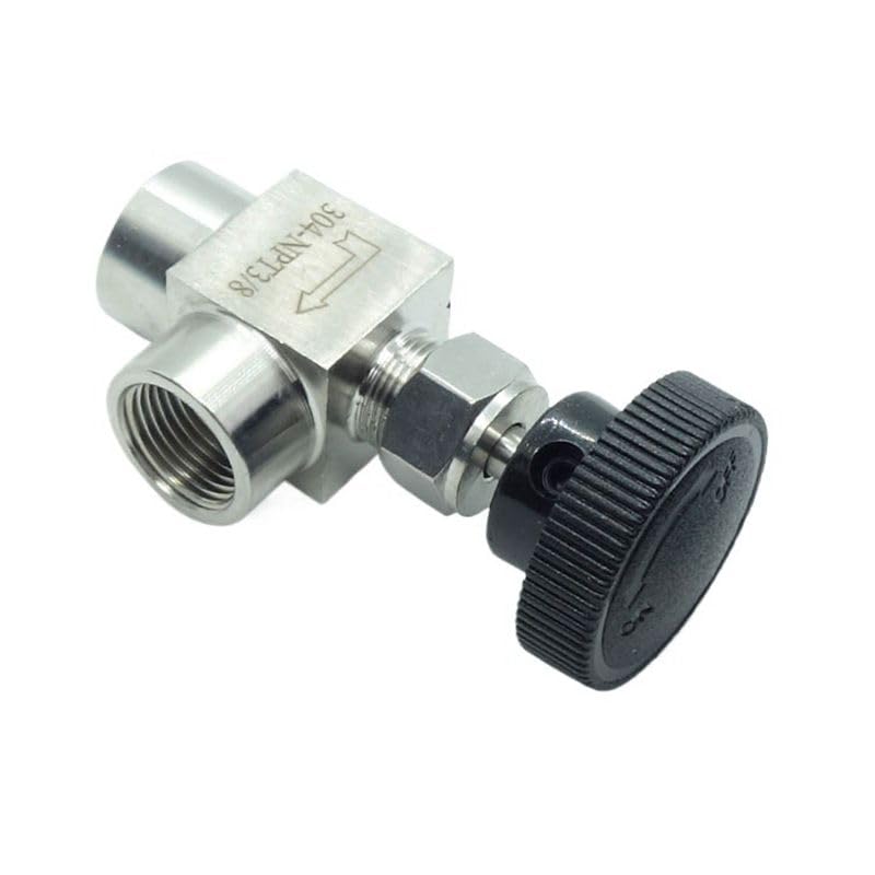 1 Piece Stainless Steel 304 Instrument Gas Angle Needle Valve 3/8" NPT Female x 3/8 NPT Female - size: Angle 3/8" NPT F x F