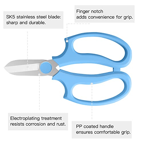 Housolution Flower Scissors, Strong Floral Shears, Premium Steel Garden Pruning Shears Floral Fruits Leaf Scissors Hand Pruner Snip Trimming Tool for Gardening Flower Arrangement, Light Blue - color: Light Blue, size: 1 Pack