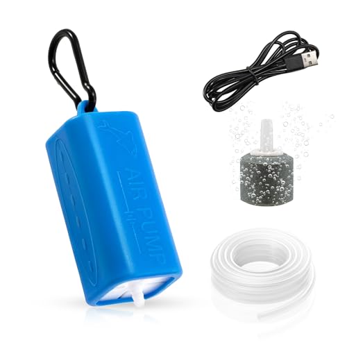 DaToo USB Mini Aquarium Air Pump Ultra Quiet Fish Tank Air Pump with Black Hanging Clasp Portable Aquarium Oxygen Aerator Pump Includes Fish Tank Airline Tubing and Air Stone(1W/2W/3W) - size: 3W