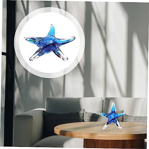 Healifty Colorful Glass Sea Star Decor Ocean-Themed Desktop Ornament Handcrafted Glass Craft for Home Decoration and Aquarium Accessories Random Color