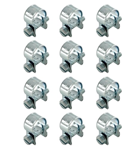 12pcs Stainless Steel Gas Line Clamp, 11-13mm, Silver, C-clamp, Hose Clamp - size: 11-13mm