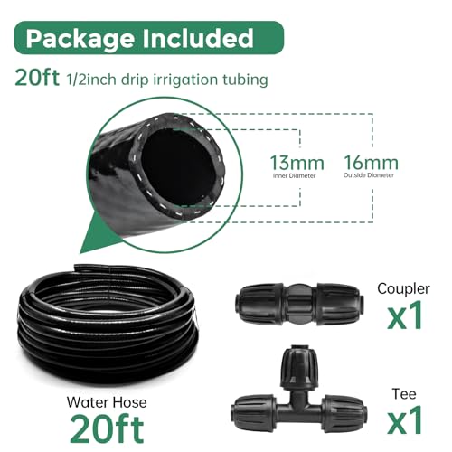 Maotong 20 FT 1/2 inch Drip Irrigation Tubing Main Line Hose for Garden Irrigation System - size: 20FT 1/2" Main Tubing